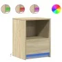 Mesita de noche con luces LED madera de ingeniería roble Sonoma by , Nightstands - Ref: Foro24-852023, Price: 38,07 €, Discou...