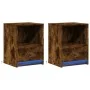 Mesita de noche luces LED 2 uds madera ingeniería roble ahumado de , Mesitas de noche - Ref: Foro24-852028, Precio: 67,99 €, ...