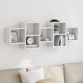 Estantería de pared madera de ingeniería blanca 129x18x42 cm de , Estantes y estanterías - Ref: Foro24-853218, Precio: 62,17 ...