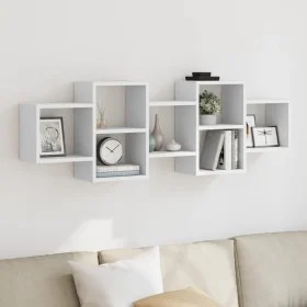 Wandregal aus weißem Ingenieurholz 129x18x42 cm von , Regale und Regale - Ref: Foro24-853218, Preis: 61,18 €, Rabatt: %