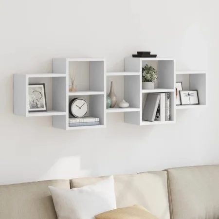 Estantería de pared madera de ingeniería blanca 129x18x42 cm de , Estantes y estanterías - Ref: Foro24-853218, Precio: 61,12 ...