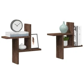 Estantes pared 2 uds madera ingeniería marrón roble 38x12x38 cm by , Shelves and shelves - Ref: Foro24-853251, Price: 23,97 €...