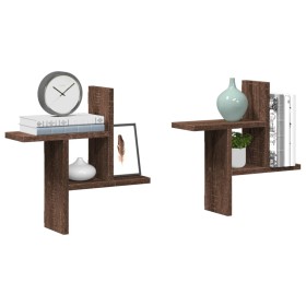 Estantes pared 2 uds madera ingeniería marrón roble 38x12x38 cm by , Shelves and shelves - Ref: Foro24-853251, Price: 24,42 €...