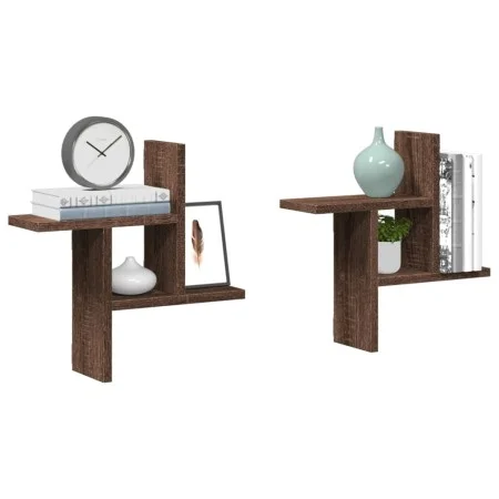 Estantes pared 2 uds madera ingeniería marrón roble 38x12x38 cm by , Shelves and shelves - Ref: Foro24-853251, Price: 23,97 €...
