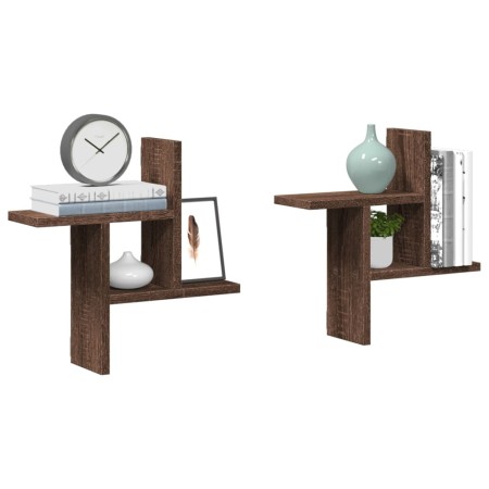 Estantes pared 2 uds madera ingeniería marrón roble 38x12x38 cm by , Shelves and shelves - Ref: Foro24-853251, Price: 24,42 €...