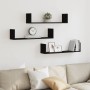Estantes de pared 3 uds madera de ingeniería negro 80x18x18 cm de , Estantes y estanterías - Ref: Foro24-853291, Precio: 31,38 €