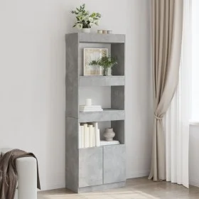 Aparador alto madera de ingeniería gris hormigón 63x33x180 cm by , Bookcases and shelves - Ref: Foro24-3309603, Price: 89,79 ...