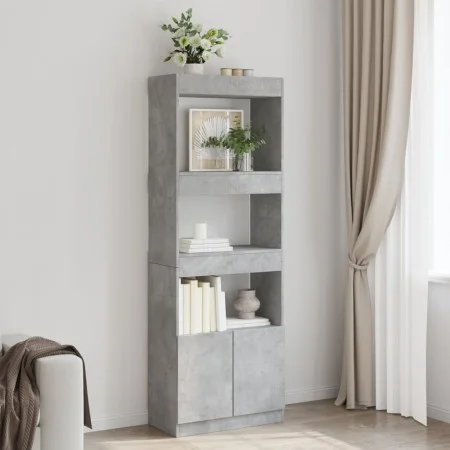 Aparador alto madera de ingeniería gris hormigón 63x33x180 cm de , Librerías y estanterías - Ref: Foro24-3309603, Precio: 89,...