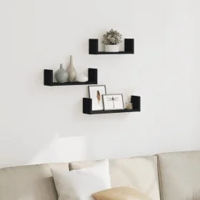Estante de pared 3 unidades madera de ingeniería negro by , Shelves and shelves - Ref: Foro24-853309, Price: 19,20 €, Discoun...