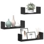 Estante de pared 3 unidades madera de ingeniería negro by , Shelves and shelves - Ref: Foro24-853309, Price: 17,07 €, Discoun...