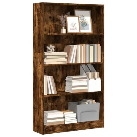 Estantería madera de ingeniería roble ahumado 80x24x143 cm de , Librerías y estanterías - Ref: Foro24-857848, Precio: 61,09 €...