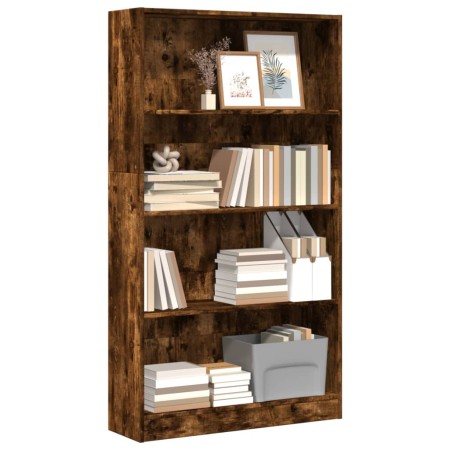 Estantería madera de ingeniería roble ahumado 80x24x143 cm by , Bookcases and shelves - Ref: Foro24-857848, Price: 56,82 €, D...