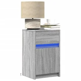 Mesitas de noche luces LED 2 uds madera ingeniería gris Sonoma by , Nightstands - Ref: Foro24-852009, Price: 90,65 €, Discoun...