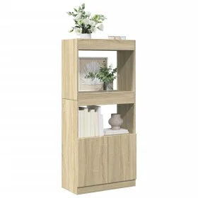 Aparador de madera de ingeniería roble Sonoma 63x33x140 cm by , Bookcases and shelves - Ref: Foro24-855108, Price: 68,80 €, D...
