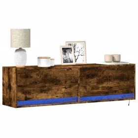 Mueble de TV de pared con luces LED roble ahumado 140x31x38 cm by , TV Furniture - Ref: Foro24-852373, Price: 94,95 €, Discou...