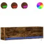 Mueble de TV de pared con luces LED roble ahumado 140x31x38 cm by , TV Furniture - Ref: Foro24-852373, Price: 95,48 €, Discou...