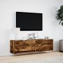Mueble de TV de pared con luces LED roble ahumado 140x31x38 cm de , Muebles TV - Ref: Foro24-852373, Precio: 99,69 €, Descuen...