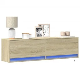 Wand-TV-Möbel mit LED-Lichtern in Sonoma-Eiche 140x31x38 cm. von , TV-Möbel - Ref: Foro24-852371, Preis: 94,21 €, Rabatt: %