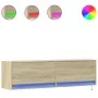 Mueble de TV de pared con luces LED roble Sonoma 140x31x38 cm by , TV Furniture - Ref: Foro24-852371, Price: 94,21 €, Discoun...
