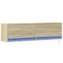 Mueble de TV de pared con luces LED roble Sonoma 140x31x38 cm by , TV Furniture - Ref: Foro24-852371, Price: 94,21 €, Discoun...