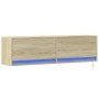 Wand-TV-Möbel mit LED-Lichtern in Sonoma-Eiche 140x31x38 cm. von , TV-Möbel - Ref: Foro24-852371, Preis: 95,48 €, Rabatt: %