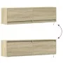 Mueble de TV de pared con luces LED roble Sonoma 140x31x38 cm by , TV Furniture - Ref: Foro24-852371, Price: 94,21 €, Discoun...