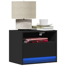 Mesita de noche de pared con luces LED negro by , Nightstands - Ref: Foro24-852063, Price: 33,69 €, Discount: %