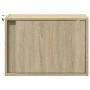 Mesitas de noche de pared con luces LED 2 unidades roble Sonoma de , Mesitas de noche - Ref: Foro24-852094, Precio: 61,43 €, ...