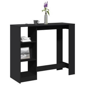 Mesa bar con estante madera ingeniería negra 124x46x103,5 cm by , Kitchen and dining tables - Ref: Foro24-854392, Price: 94,0...
