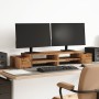 Soporte de pantalla con almacenaje color envejecido 100x27x15cm by , Computer bases and risers - Ref: Foro24-854695, Price: 3...
