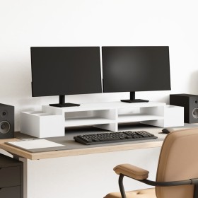 Soporte de pantalla con almacenaje madera blanco 100x27x15cm by , Computer bases and risers - Ref: Foro24-854688, Price: 34,4...