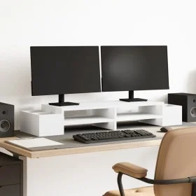 Soporte de pantalla con almacenaje madera blanco 100x27x15cm by , Computer bases and risers - Ref: Foro24-854688, Price: 33,9...