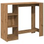 Bar-Tisch mit Eichenholzregal Artisian 124x46x103,5 cm. von , Küchen- und Esstische - Ref: Foro24-854399, Preis: 97,84 €, Rab...