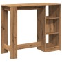 Bar-Tisch mit Eichenholzregal Artisian 124x46x103,5 cm. von , Küchen- und Esstische - Ref: Foro24-854399, Preis: 97,84 €, Rab...