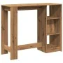 Mesa bar con estante madera roble artisian 124x46x103,5 cm by , Kitchen and dining tables - Ref: Foro24-854399, Price: 96,17 ...