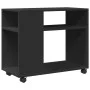 Mesa auxiliar con ruedas madera de ingeniería negra 70x35x60 cm de , Mesas auxiliares - Ref: Foro24-853147, Precio: 48,10 €, ...