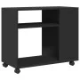 Mesa auxiliar con ruedas madera de ingeniería negra 70x35x60 cm de , Mesas auxiliares - Ref: Foro24-853147, Precio: 48,10 €, ...