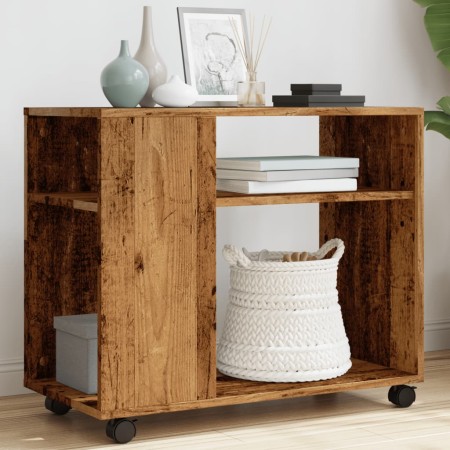 Rollender Beistelltisch aus gealtertem Ingenieurholz 70x35x60 cm von , Seitentische - Ref: Foro24-853153, Preis: 51,04 €, Rab...