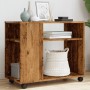 Mesa auxiliar rodante madera ingeniería envejecido 70x35x60 cm by , Side tables - Ref: Foro24-853153, Price: 51,04 €, Discoun...