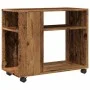 Mesa auxiliar rodante madera ingeniería envejecido 70x35x60 cm de , Mesas auxiliares - Ref: Foro24-853153, Precio: 50,20 €, D...