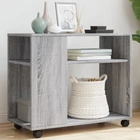 Mesa auxiliar con ruedas madera gris Sonoma 70x35x60 cm by , Side tables - Ref: Foro24-853151, Price: 50,59 €, Discount: %