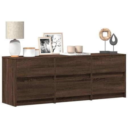 Mueble de TV LED madera ingeniería marrón roble 140x34x50 cm de , Muebles TV - Ref: Foro24-3307925, Precio: 126,76 €, Descuen...