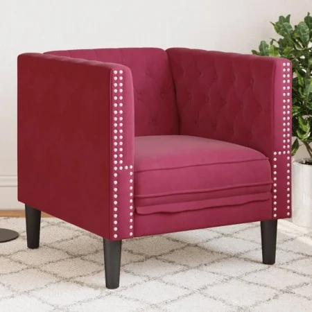 Sillón Chesterfield de terciopelo artificial rojo tinto by , Sofas - Ref: Foro24-372677, Price: 156,92 €, Discount: %