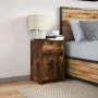 Mesita de noche con luces LED madera ingeniería roble ahumado by , Nightstands - Ref: Foro24-852006, Price: 48,25 €, Discount: %
