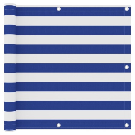 Toldo para balcón tela oxford blanco y azul 90x400 cm