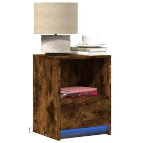 Mesita de noche con luces LED madera ingeniería roble ahumado von , Nachttische - Ref: Foro24-852027, Preis: 41,27 €, Rabatt: %