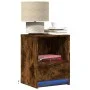 Mesita de noche con luces LED madera ingeniería roble ahumado von , Nachttische - Ref: Foro24-852027, Preis: 41,24 €, Rabatt: %