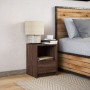 Mesita de noche con luces LED madera de ingeniería roble marrón de , Mesitas de noche - Ref: Foro24-852031, Precio: 44,21 €