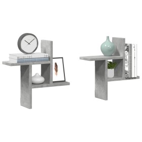 Estantes pared 2 uds madera ingeniería gris hormigón 38x12x38cm de , Estantes y estanterías - Ref: Foro24-853248, Precio: 20,...