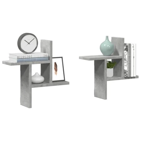 Estantes pared 2 uds madera ingeniería gris hormigón 38x12x38cm by , Shelves and shelves - Ref: Foro24-853248, Price: 21,08 €...